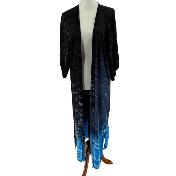 River + Sky Sayulita Duster Blue Orchid Tie-Dye Open Front Lightweight Kimono Ca - Picture 1 of 8